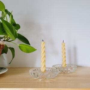 Daisy Glass Taper Candlestick Holders